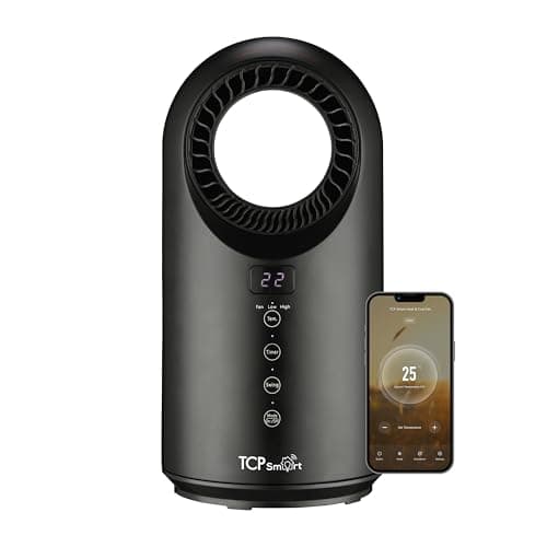 Image of TCP Smart Portable Bladeless Heater Fan 1500w Black with App, WiFi, 2 Heat Modes & 1 Cool Mode, Voice Control Works with Alexa, Google Home & Siri Shortcuts, LED Display, Smart Schedules & Timers