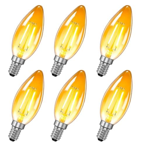 Image of Draymora Pack of 6 E14 LED Candle Light Bulb Warm White 2200K Vintage Small Edison Screw Light Bulb 2W 220V Amber Non-Dimmable LED Filament Candle SES E14 C35 Orange for Chandeliers Wall Lamp