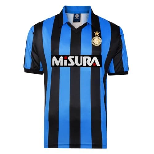 Image of Score Draw Internazionale 1990 Home Shirt Blue/Black Medium Polyester