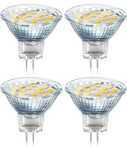 Image of Akynite MR11 GU4 2W LED Warm White 3000K, 250LM, 35mm Small Size, AC DC 12V-24V, 120° Angle with Glass Cover, MR11 10W-20W Halogen Replacement, Energy Saving GU4 12V Spotlight Bulb, 4pcs