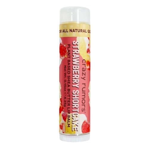 Image of Crazy Rumors Lip Balm, Strawberry Shortcake 4g lip balm stick for dry lips. 100% natural and vegan super moisturising with shea butter