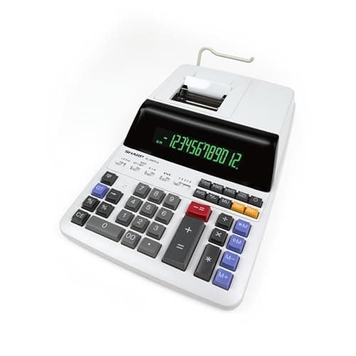 Image of Sharp EL-2607 LG Printing Desktop Calculator 12 Digits LCD Display Black/Red Print Power Supply White