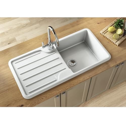 Image of Liquida ELGS10WH 1.0 Bowl Comite Reversible Inset Gloss White Kitchen Sink
