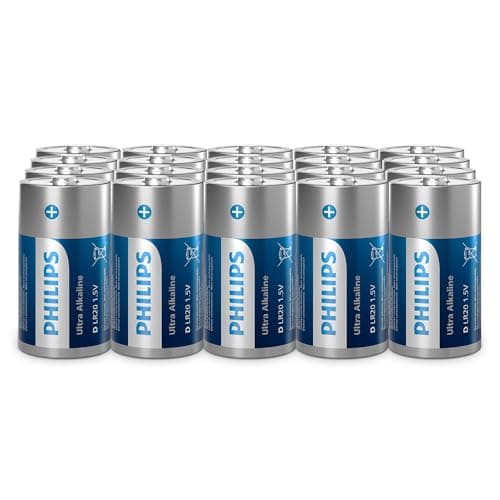 Image of Philips Ultra D Alkaline Batteries, LR20 - High Capacity for Flashlights and Large Devices, Pack of 20