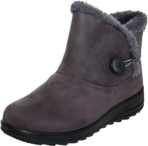 Image of Cushion Walk Womens Ladies Lightweight Fur Lined Girls Warm Casual Comfort Winter Ankle Boots UK Sizes 3-8 (UK 5, Grey)