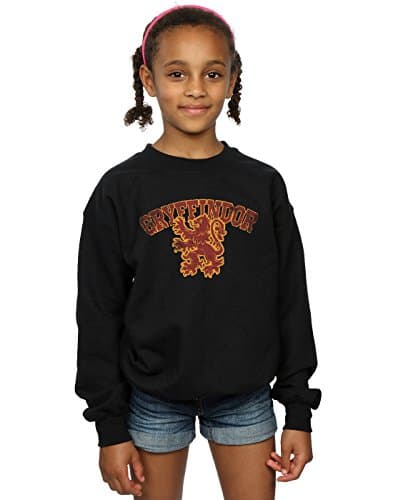 Image of Harry Potter Girls Gryffindor Sport Emblem Sweatshirt 5-6 Years Black