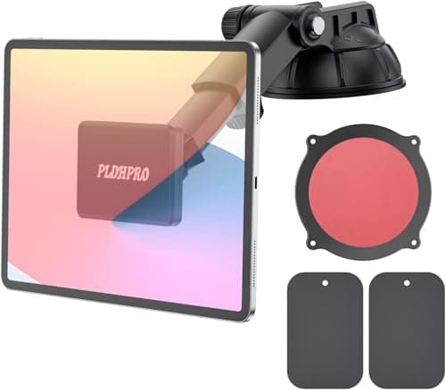 Image of PLDHPRO Tablet Car Holder Dashboard Magnetic, iPad Mount Dash Windshield, 360° Rotating Super Strong Magnet TPU Suction Washable Sticky Gel, for iPhone iPad Galaxy Tab Size 4"- 13" Tablet Gadgets