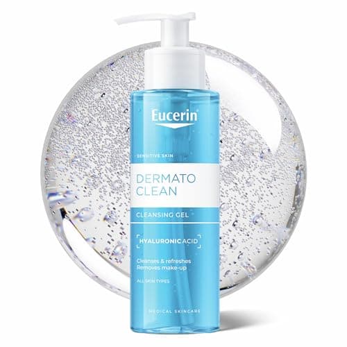 Image of Eucerin DermatoCLEAN [HYALURON] Refreshing Cleansing Gel 200ml, Mild Face Wash Ideal for Sensitive Skin, Gentle Face Cleanser with Hyaluronic Acid, Moisturising and Refreshing Formula, Fragrance-Free