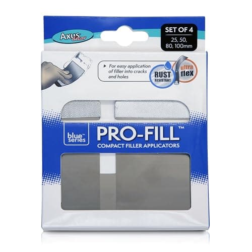 Image of Axus Decor Pro-Fill Compact Filler Applicators (Blue Series) Flexible Blades, Putty Knife for Professional & DIY Projects, Anti Rust Blade and Aluminium Handle - 25mm, 50mm, 80mm & 100mm (Set of 4)
