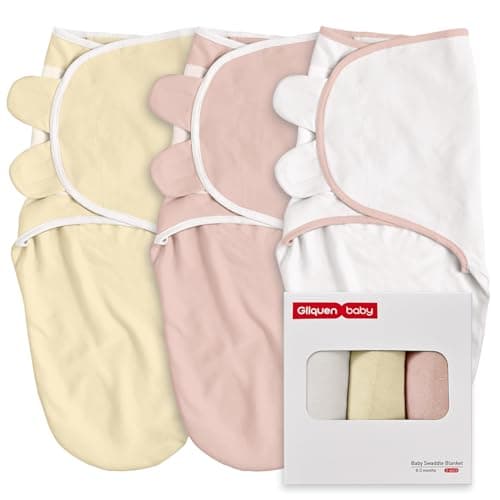 Image of GLLQUEN BABY Baby Swaddle Wraps for 0-3 Months Newborn,Oeko-tex100,100% Breathable Organic Cotton Fabric Swadding Blankets,3 Pack (Peachy Pink)