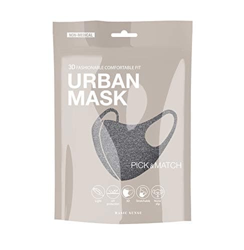Image of Basic Sense 3D Washable Reusable Thick Reinforced Plain Face Coverings Masks (Dark Grey)