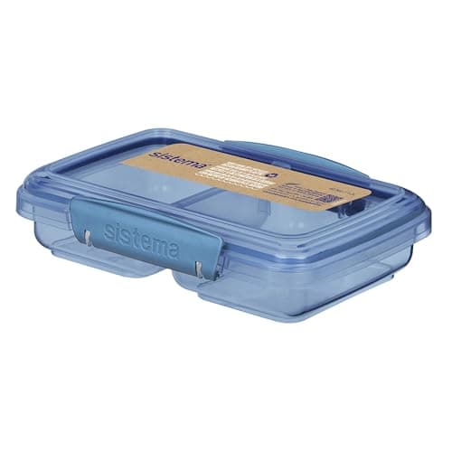Image of Sistema Ocean Bound Plastic Small Split Container | 350mL Food Storage Container | BPA-Free, Made Using Recycled Plastic | Teal OR Blue (Colour Not Selectable) | 1 Count