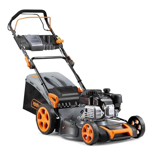 Image of VonHaus Petrol Lawnmower 171cc – Self Propelled Lawn Mower for All Types of Grass/Gardens – 60L Collection Bag, 51cm Working Width, 8 Height Settings