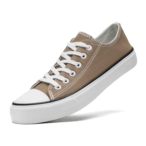 Image of sharllen Canvas Shoes Women Ladies Low Top Sneakers Classic Lace Up Trainers for Men Women Canvas Plimsolls Pumps Casual Tennis Shoes(Brown 240)