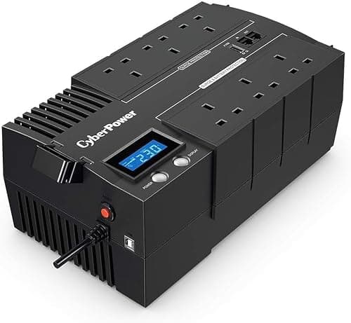 Image of CyberPower BR700ELCD-UK BRICs Series, 700VA/420W, 6 UK Outlets (3 Surge only + 3 with UPS and Surge), 1 USB Charging Port, AVR, Brick Format