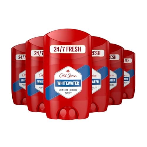 Image of Old Spice Whitewater Men's Deodorant Stick 50ml x 6, 24/7 Fressshhh With Daily Use, Long Lasting Perfume Quality Scent, Odour Protection, 0% Aluminium Salts, Invisible On Black & White