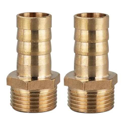 Image of MiJunHD 2PCS Brass Reducer Connector | 12mm Hose Barb Tail to G3/8≈16.5mm BSP Thread | Pipe Thread Reducing Joint Tubing Plumbing Adapter for Connection & Converting Pipe