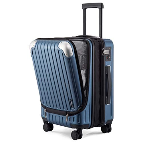 Image of LEVEL8 Carry-on Suitcase 20-Inch, Expandable 4 Wheel Cabin Luggage, ABS+PC Hardshell Spinner Trolley Lightweight with Laptop Compartment, TSA, Blue