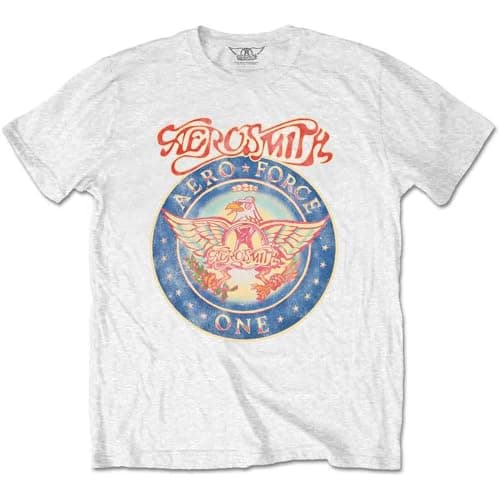 Image of Aerosmith T Shirt Aero Force One Band Logo Official Mens White XL