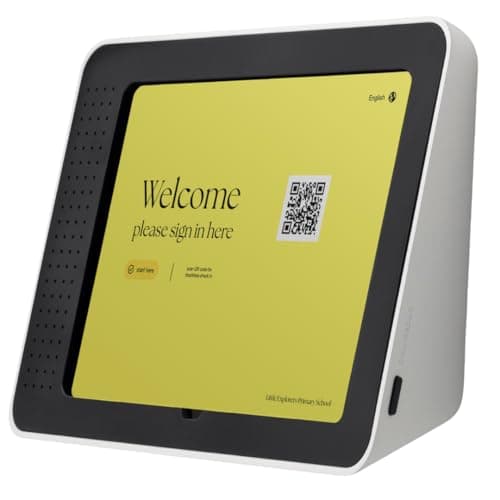 Image of Bouncepad Link iPad POS Stand for Business | Kiosk for Meeting Room Management | Table Mount Tablet Kiosk Register Stand | iPad 7th, 8th & 9th Gen 10.2 | White