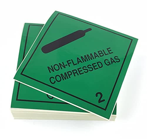 Image of Class 2.2 Labels | Non-Flammable Compressed Gas | 100mm | Pack of 100 | Self-Adhesive Stickers | Fully Compliant ADR Hazard Warning Diamonds to BS5609 Standard. Single Cut Labels.