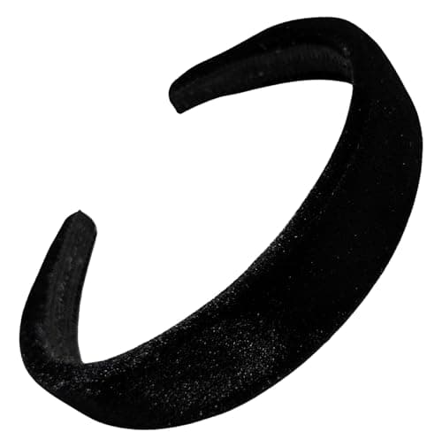 Image of 2.5cm Black Lightly Padded Plush Short Pile Velvet Headband Alice Band Hair Band for Women Girls by Glitz4Girlz