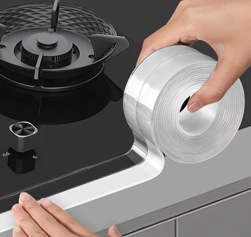 Image of 5M Transparent Bath Sealant Strip,1.97ft Wide Clear Waterproof Bathroom Sealant Tape, Self Sdhesive Shower Seal Strip Caulk Tape Sealing Tool for Bathtub/Toilet/Kitchen Sink/Wall Floor
