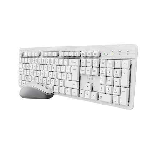 Image of Trust Ody II Silent Wireless Keyboard and Mouse Set QWERTY UK Layout, Floating Low Profile Keys, One USB Receiver, Spill-Resistant, Ambidextrous Mouse, Quiet Combo for PC Laptop Mac, White