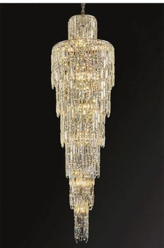 Image of Luxury Crystal Chandelier for Villa & Hotel - Rotating Staircase Ceiling Light Fixture 55cm 3 Colors (Gold) - Elegant Duplex Loft Decor Lighting
