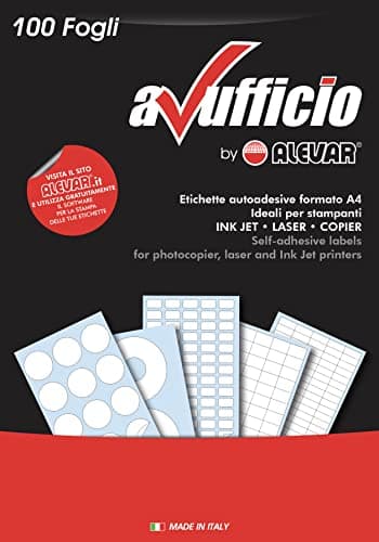 Image of Alevar 1600 Adhesive Labels Without Margins, Size 105 x 37 mm, 16 White Labels Per Sheet, Pack of 100 A4 Sheets