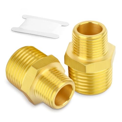 Image of TAILONZ PNEUMATIC 2PCS Brass Pipe Fitting, Reducer Adapter, Hex Nipple, 3/8-Inch Male Pipe x 1/4-Inch Male Pipe