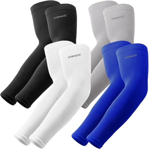 Image of YQXCC 4 Pairs Arm Sleeves | Cooling UV Sun Protection | Sports Compression | for Men Women | for Golf Basketball Football
