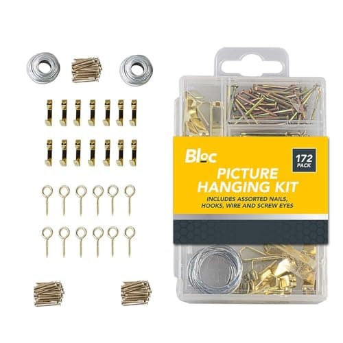 Image of Sixstore 172 Piece Picture Hanging Set, Quality Picture Hooks, Eyelet Screws, Wire and Nails for Wall Mounting Kit