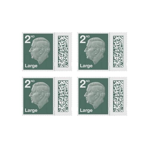 Image of 4 x 2nd Class Large Letter Stamps UK QR Barcoded Self Adhesive Stamps Second Class Large Letter Standard Mail Postage Stamp (Pack of 4)
