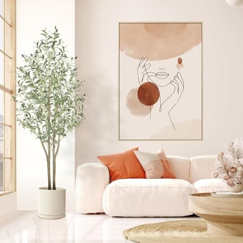 Image of Alupssuc 5FT Olive Tree Artificial, Faux Olive Tree with White Pot, Fake Tall Plant Indoor Outdoor with Natural Wood Trunk & Lifelike Fruits, Perfect for Modern Home Office Living Room Floor Decor