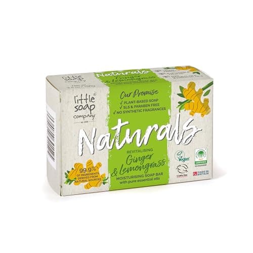 Image of Little Soap Company Natural Range - Ginger & Lemongrass Bar Soap (100g) | Vegan, Cruelty Free & Eco Friendly, Hand, Face & Body Soap | No SLS and Parabens | Antibacterial with Cleansing Essential Oils