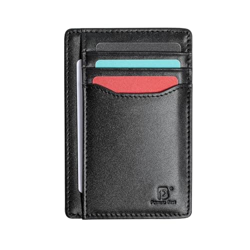 Image of Pomelo Best Mens Wallet, Slim Genuine Leather Purse with RFID Blocking, Ultra-Thin Credit Card Holder for 7 Cards and Cash, Ideal for Gift Travel and Daily Life (Black)
