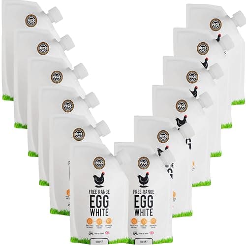 Image of Peck Free Range Egg Whites Liquid 12 x 500ml Pouches | 15 UK Free Range Egg Whites Per Pouch | from UK Farms & in a Resealable Pouch | High Protein | for Baking, Shakes, Omelettes & Cocktails