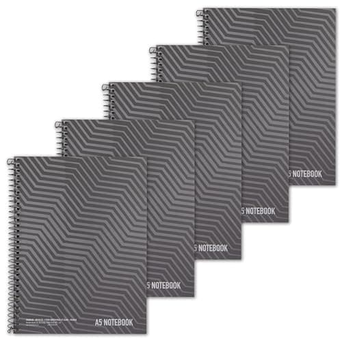 Image of SUMMIT Jotter A5 Notebook, 80 Sheets 160 Page, Wirebound, 8 mm Lined with Margin, Notepads, 2-Hole Punch and Perforated, Pack of 5