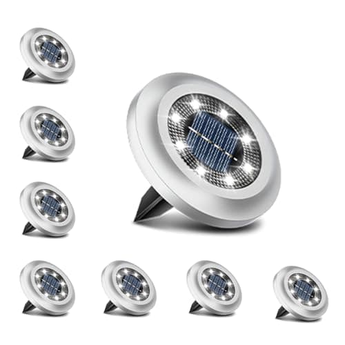 Image of Torchtree Solar Lights Outdoor Garden,600mAh Solar Ground Lights, 8 LED Solar Disk Lights for Garden Lawn Pathway Yard Landscape Walkway(8 Pack Bright White) 
