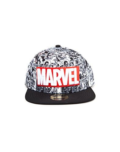 Image of Marvel Comics Logo and Comic Pattern Snapback Baseball Cap Multi-Colour SB0