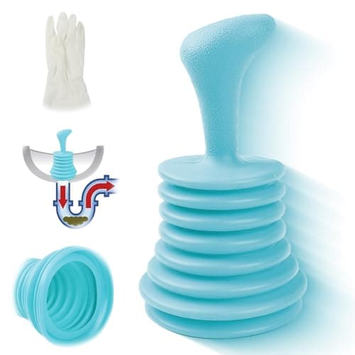 Image of Handy Sink and Drain Plunger, Heavy Duty Plumbers Plunger, Commercial Style Mini Home Plunger, Powerful Toilet Unblocker Tool with Large Bellows Gloves, Handheld Plunger for Kitchen Bathroom