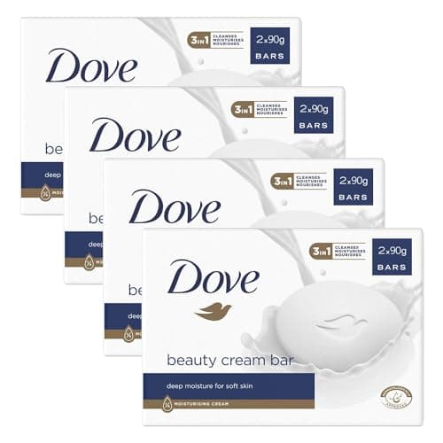 Image of Dove Orginal Beauty Cream Bar 3 in 1 Cleanses, Moisturises and Nourishes Sulphate-Free Bath Soap for Soft and Smooth Skin, Suitable for Daily Use 2x90g, 4 Pack