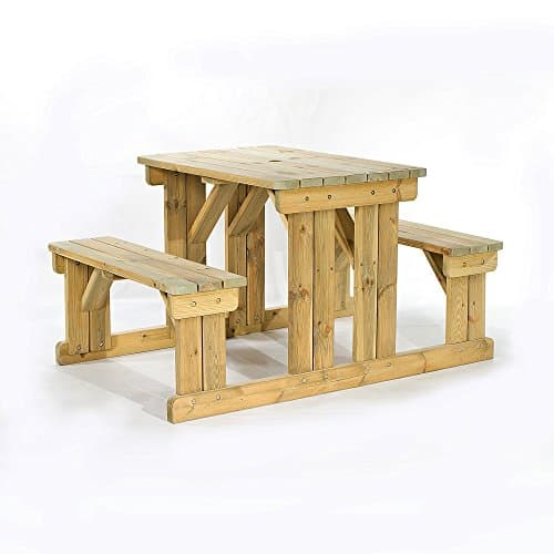 Image of BrackenStyle Guernsey 4 Seat Easy Access Walk In Wooden Picnic Table - Commercial Standard Outdoor Pub Garden Bench - (Green Treated Pine)