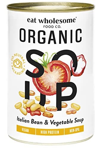 Image of Eat Wholesome Organic Tuscan Bean & Vegetable Soup, 400g (Pack of 12) - 100% Natural Ingredients, No Added Sugar, Ready in 5 Minutes, Vegan, Non-BPA Lining