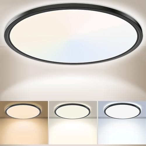 Image of Yexati 30CM Bathroom Light 24W 3200LM 6000K/4000K/3000K IP54 Waterproof Ultra Thin Bathroom Lights Ceiling, Round Flush Ceiling Light for Kitchen Bedroom Toilet Porch Hallway Living Room Office