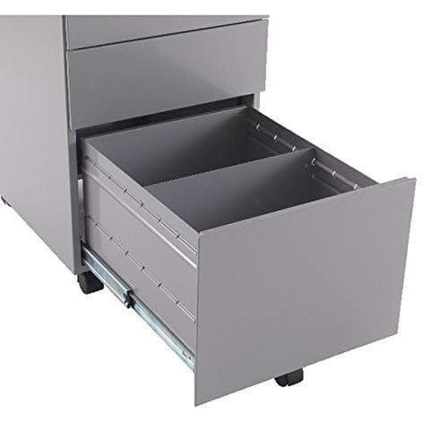 Image of Jemini White Mobile Steel 3 Drawer Pedestal