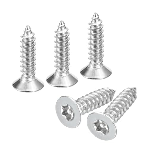 Image of sourcing map Flat Countersunk Head Torx Screws, 50Pcs M6 x 16mm 304 Stainless Steel Tamper Proof Sheet Metal Screws with Bit T30, Self-Tapping Anti-Theft for Wood, Mechanical Industry (Silver)