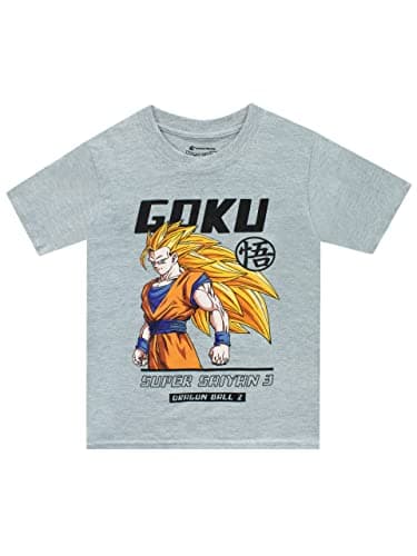 Image of Dragon Ball Z T-Shirt Goku Short Sleeve Boys Tee Grey 7-8 Years