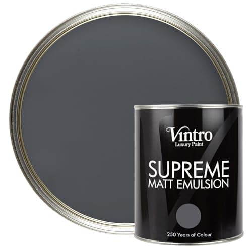 Image of Vintro | Dark Grey | Luxury Matt Emulsion | Smooth Chalky Finish | Multi Surface Paint | for Walls, Ceilings, Wood and Metal | 1L (Dark Grey - Wigeon Grey)